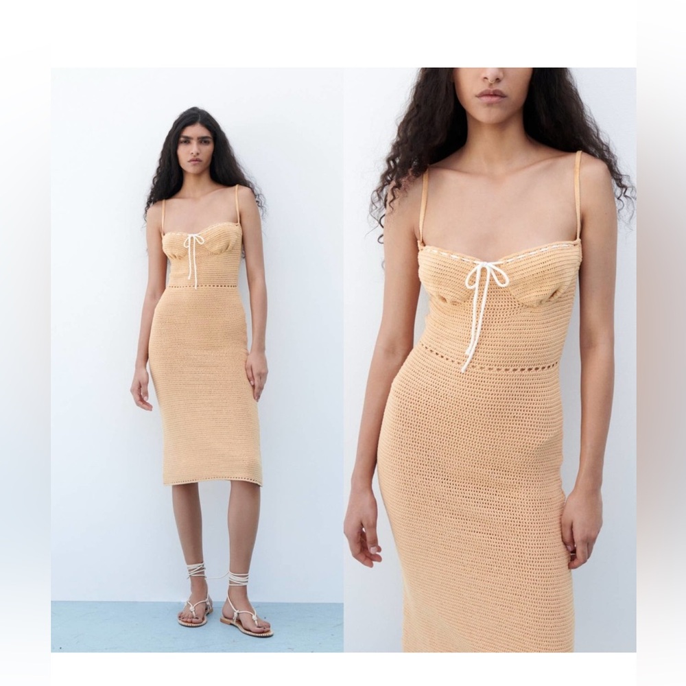 Knit Midi Dress with Spaghetti Straps